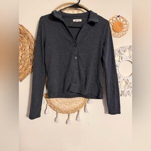 Madewell Charcoal Gray Button-Up Knit Top